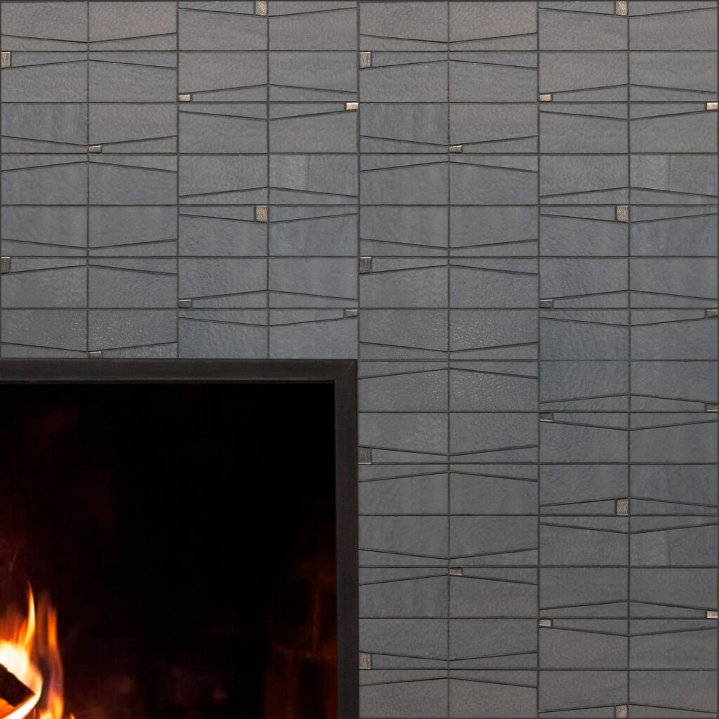Mosaic fireplace with ash flare design