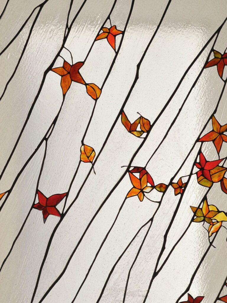 Stained glass autumn leaf laylight detail