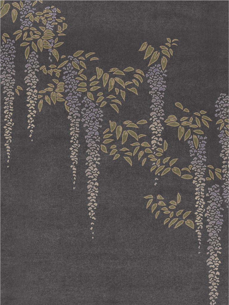 Hand-knotted charcoal wisteria rug