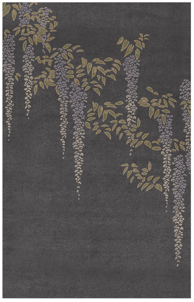 Hand knotted charcoal wisteria rug