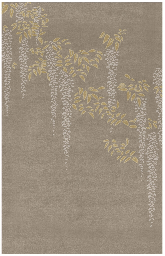 Hand knotted taupe wisteria rug