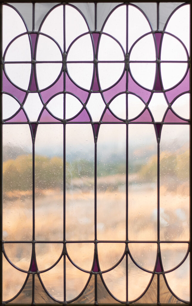 Stained glass leadlight in plum pattern