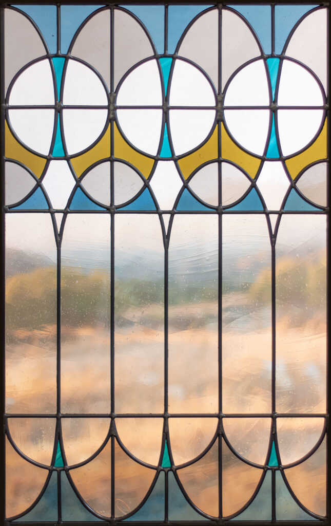 Stained glass leadlight in bloom pattern