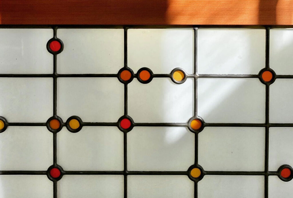 Stained glass leadlight in tangerine detail shot