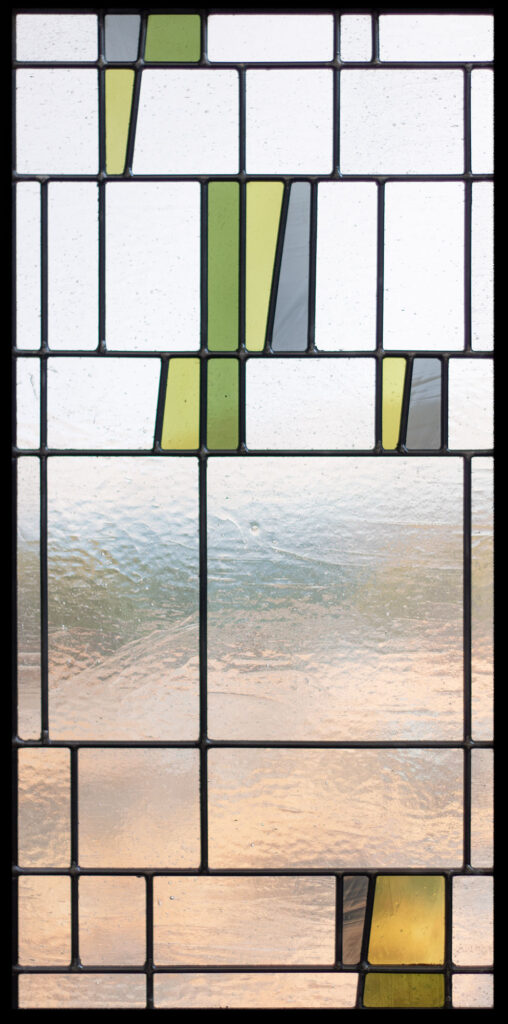 Stained glass leadlight in slanted leaf design
