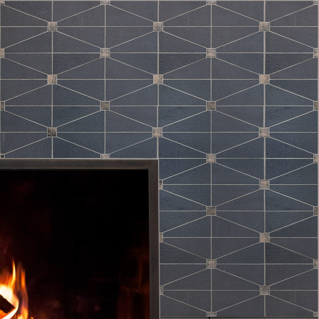 Mosaic fireplace with dusk cranbrook design