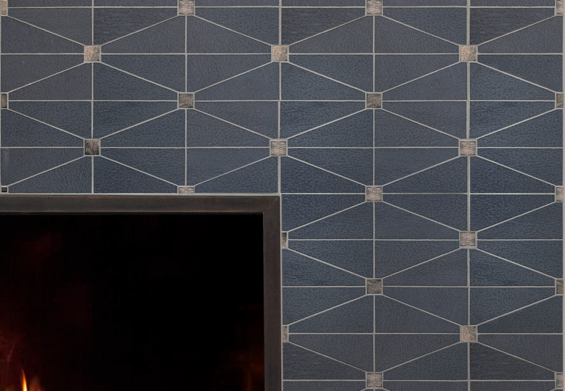Mosaic fireplace with dusk cranbrook design