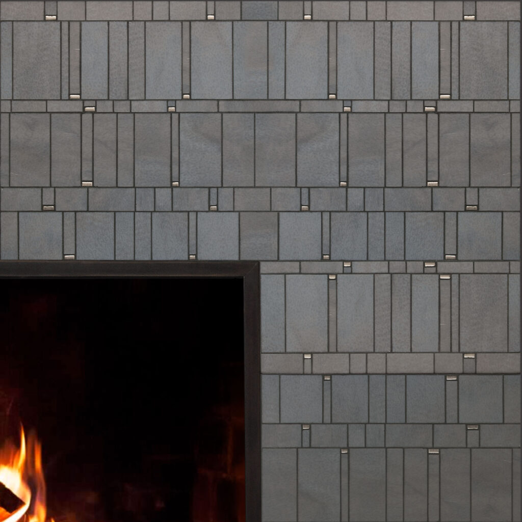Mosaic fireplace with ash ascent design