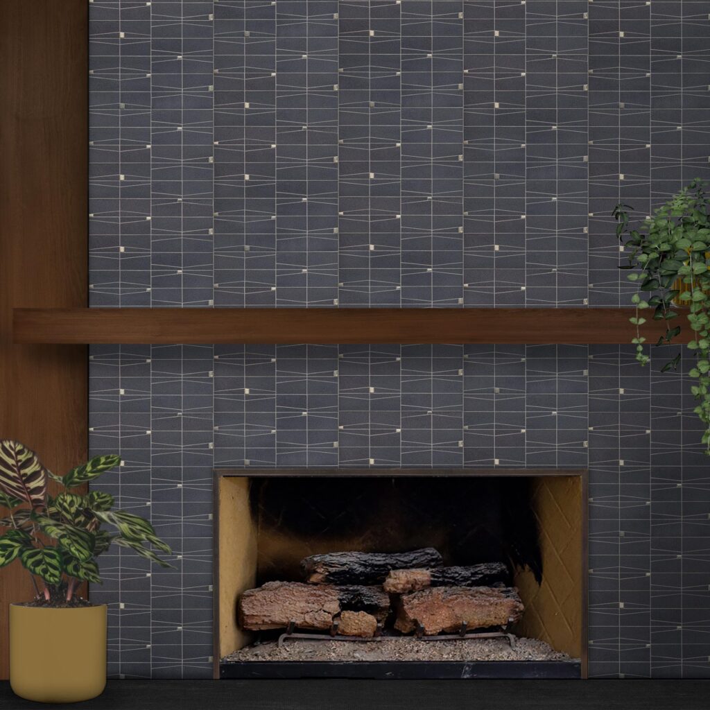 Mosaic fireplace with dusk flare design