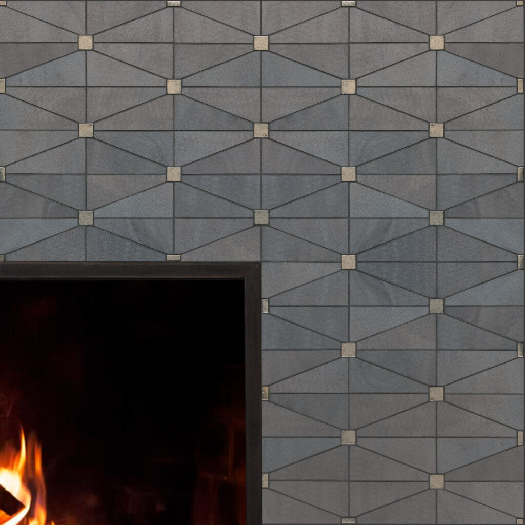 Mosaic fireplace with ash cranbrook design