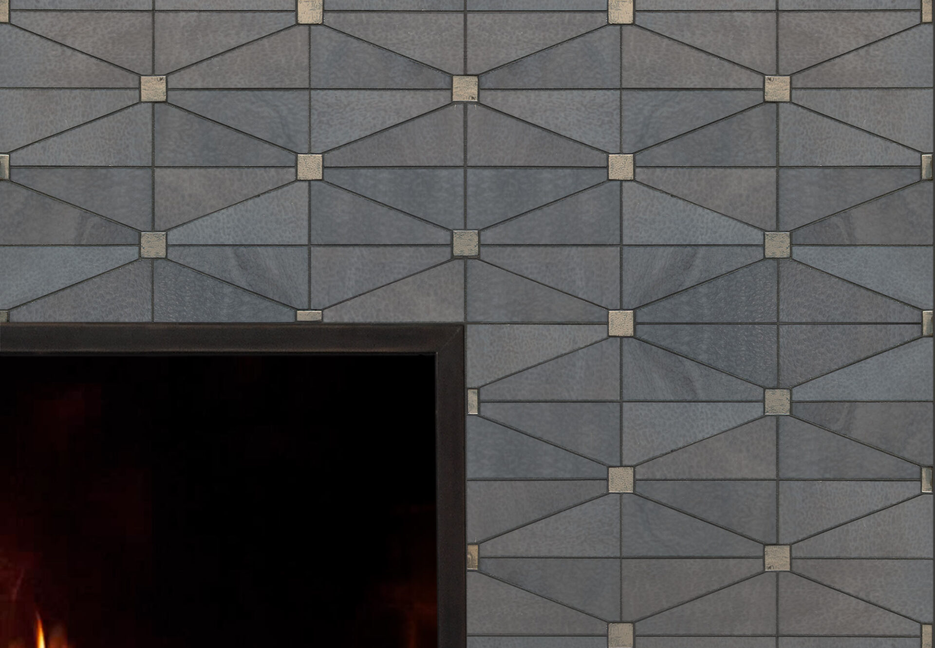 Mosaic fireplace with ash cranbrook design