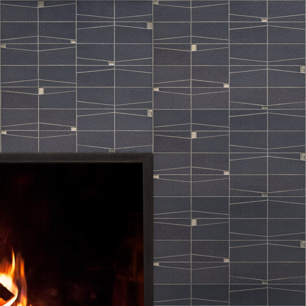 Mosaic fireplace with dusk flare design