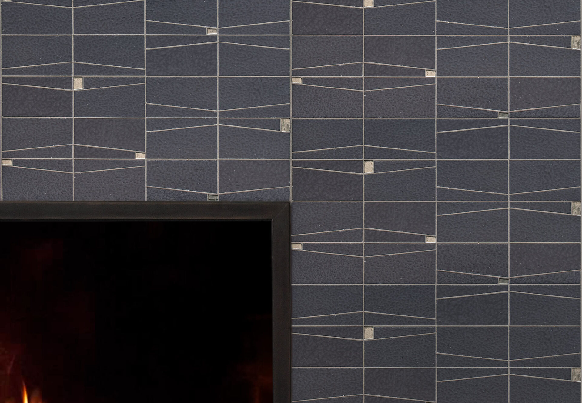 Mosaic fireplace with dusk flare design