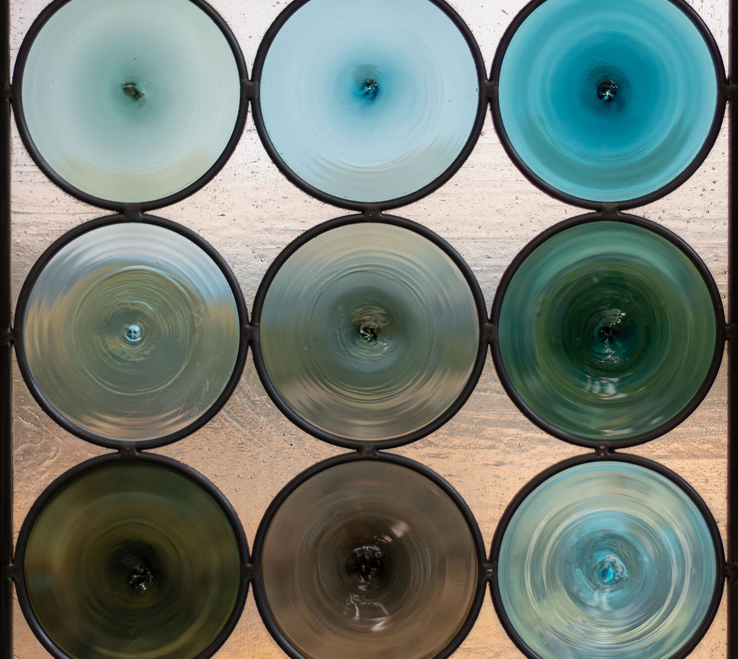 Stained glass rondel ocean beach pattern sample