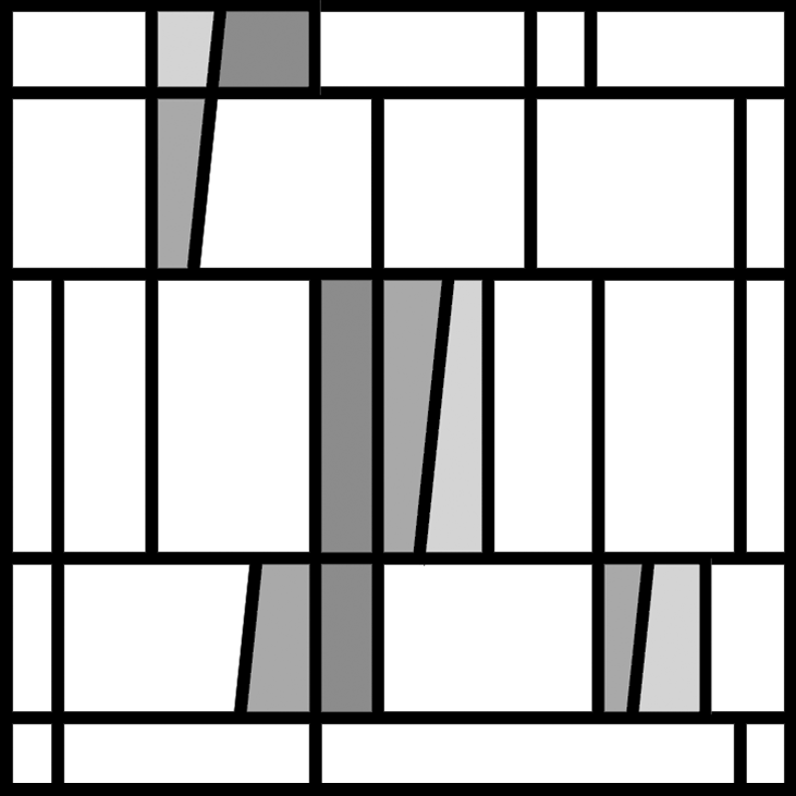 Line art of slanted stained glass window design