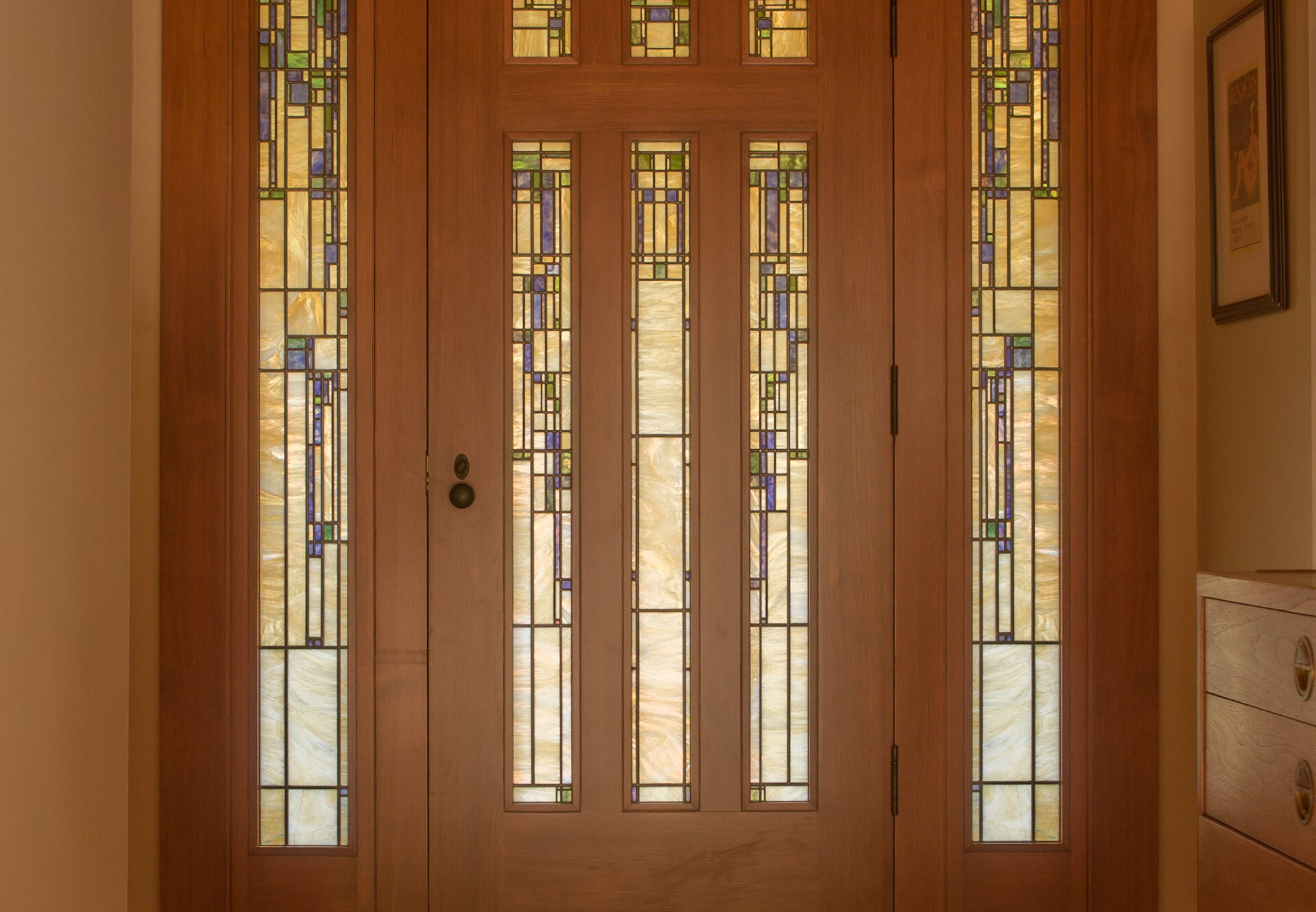 Stained glass viennese wisteria doorway
