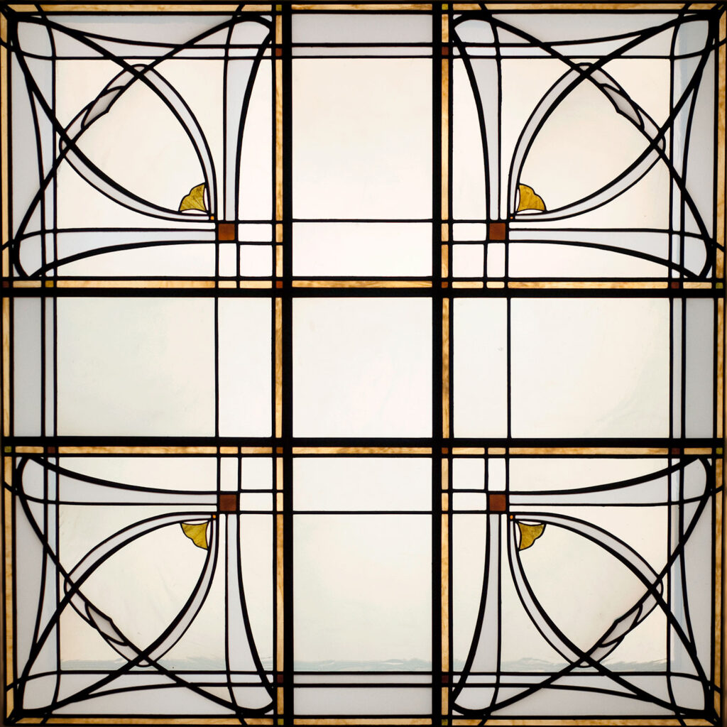Stained glass Ginkgo Nouveau laylight
