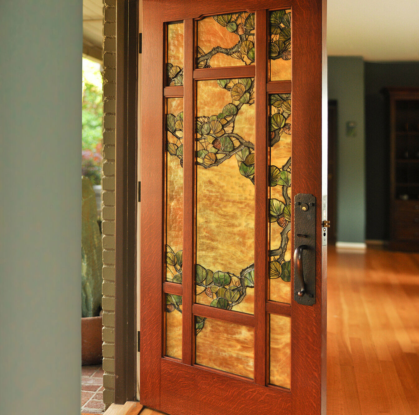 Stained glass Monterey pine door