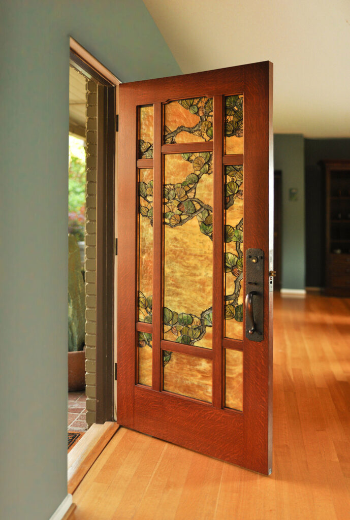 Stained glass Monterey pine door