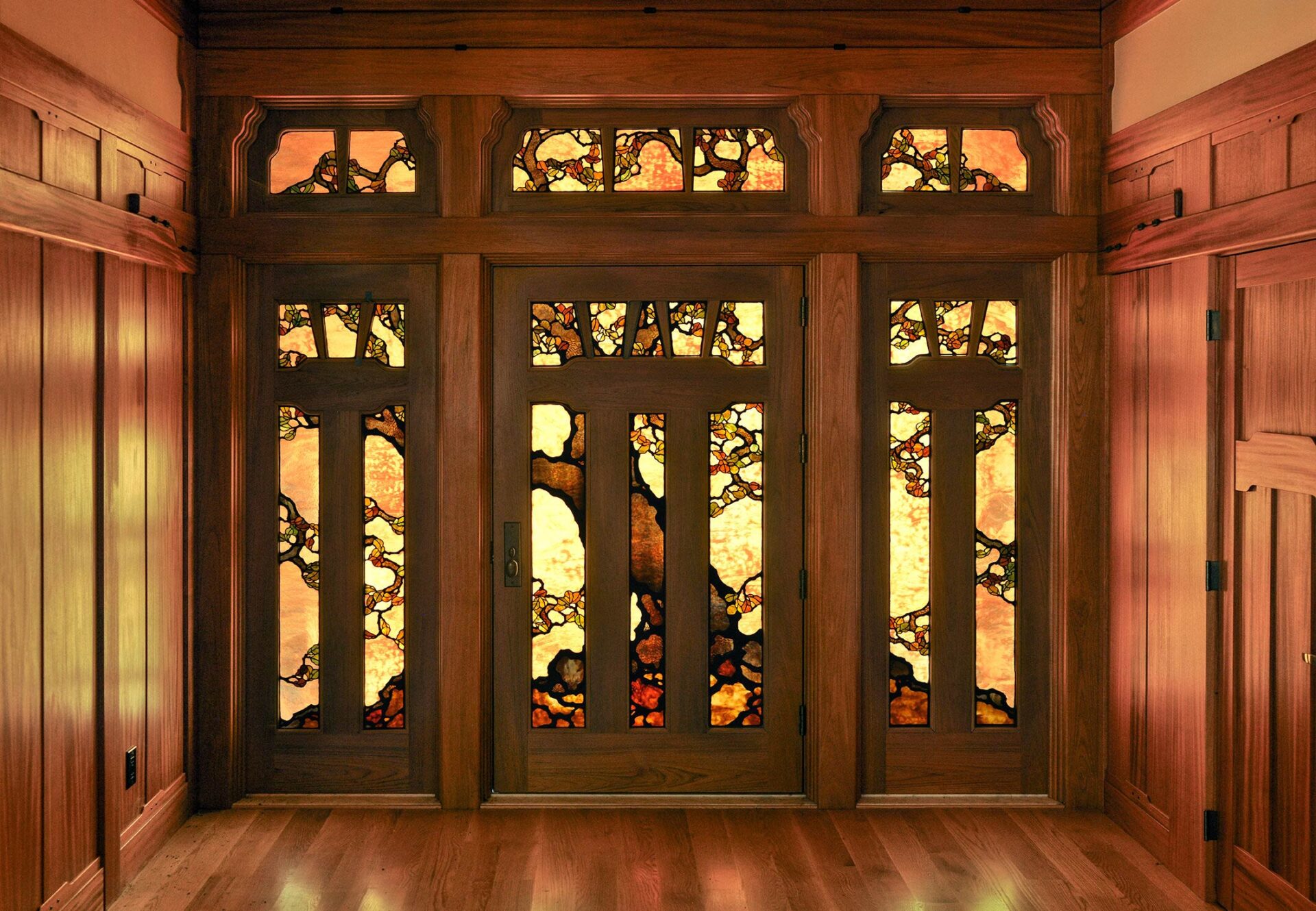 Stained glass live oak entry