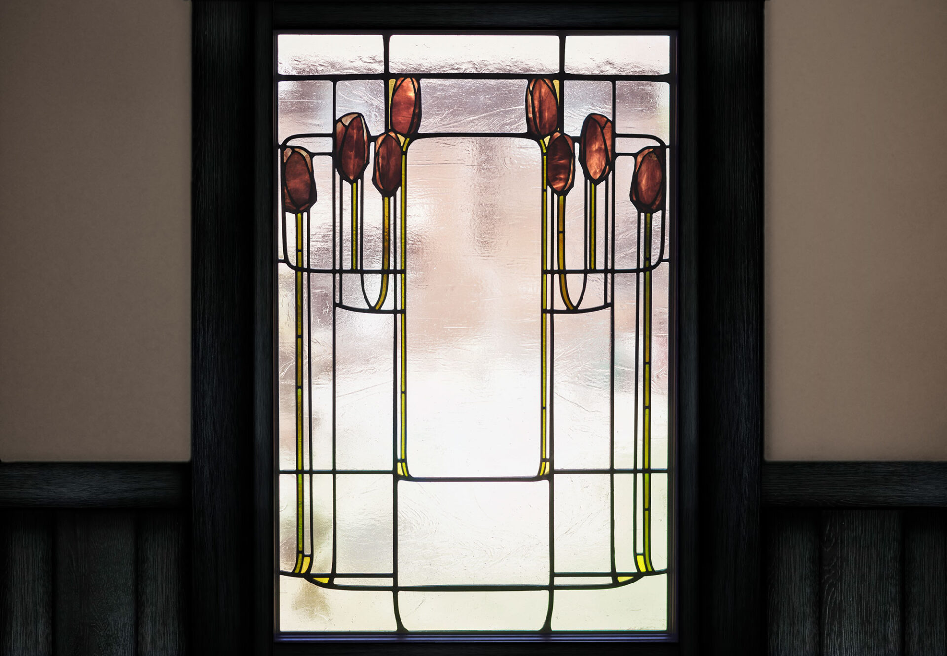 stained glass tulip window