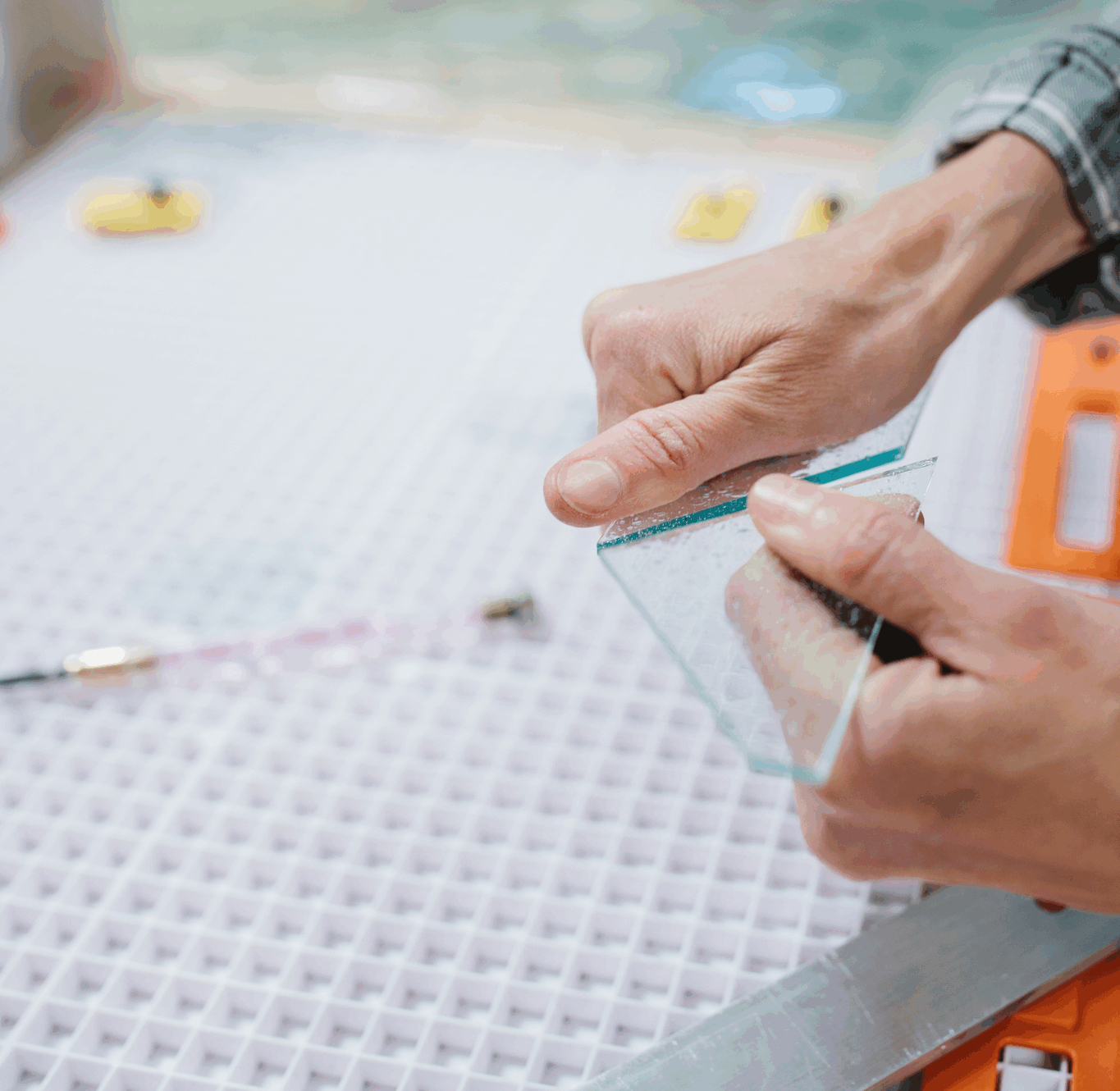 Students learning how to cut leaded class.