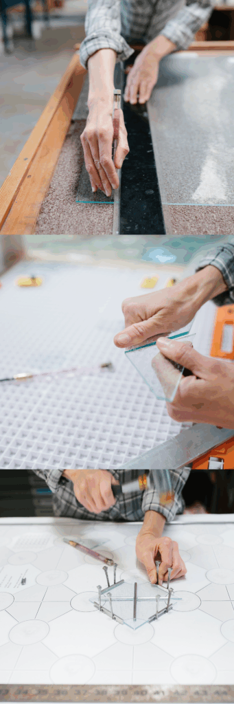 Students learning how to cut leaded class.